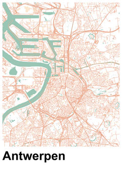 The city of Antwerp in Belgium in nautical colours.